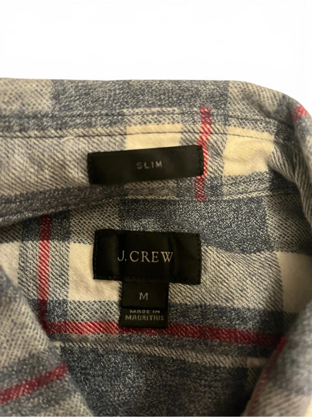 Jcrew Men's Gray & White Plaid Flannel Shirt